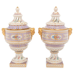 Appraisal: A Pair of Dresden Porcelain Urns Retailed by S and