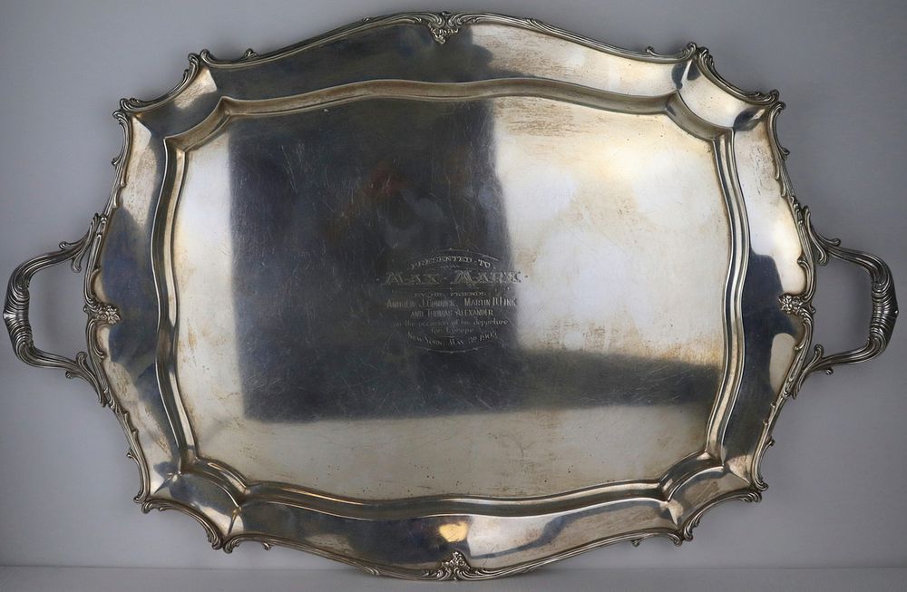 Appraisal: STERLING Large Gorham Sterling Serving Tray With scrolling handles and