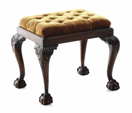 Appraisal: Chippendale style carved mahogany footstool mid th century tufted slip