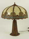 Appraisal: TABLE LAMP - Circa slag glass panel lamp carmel and