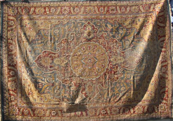 Appraisal: Antique Sultanabad Indian rug ' x ' Wear throughout EST