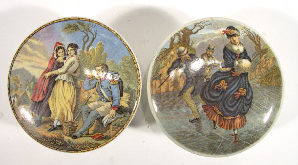 Appraisal: Two Victorian Prattware pot lids - Skaters on an ice