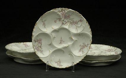 Appraisal: Five Limoges Porcelain Oyster Plates Haviland and Company each in