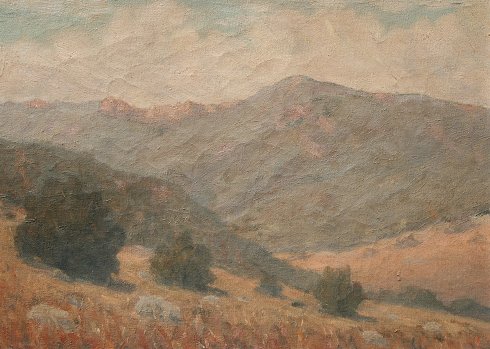 Appraisal: WESTERN HILL SIDE LANDSCAPE PAINTING Oil Canvas possibly Frederick Miner