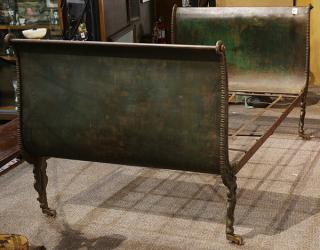 Appraisal: French tole daybed th Century with shaped side rails and