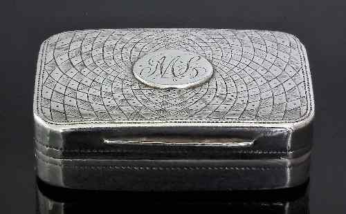 Appraisal: A George III silver rectangular vinaigrette the lid engraved with