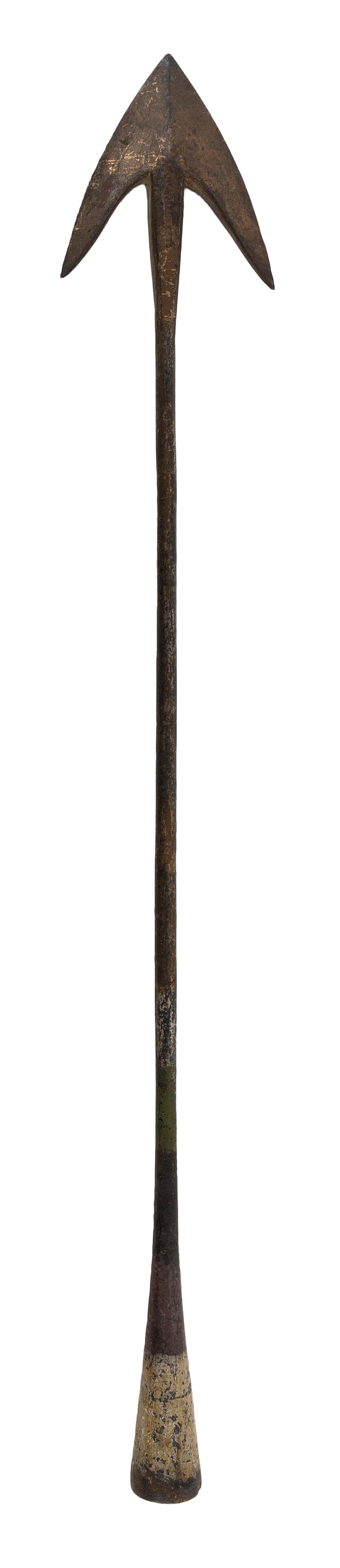 Appraisal: RARE WROUGHT IRON DOUBLE FLUE HARPOON MID- TH CENTURY LENGTH