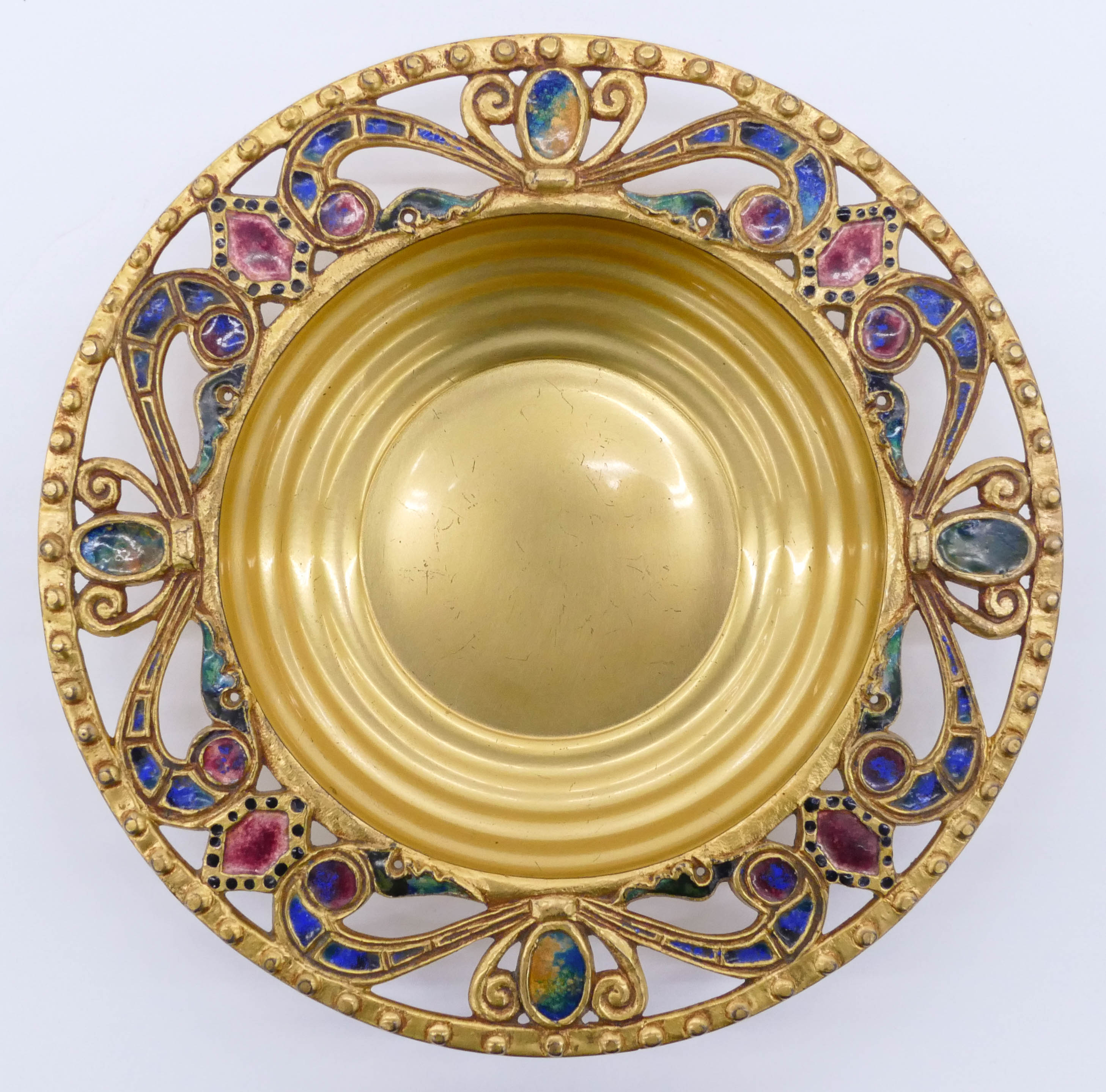 Appraisal: Tiffany Furnaces Favrile Enameled Bronze Tray '' Enameled and gilt