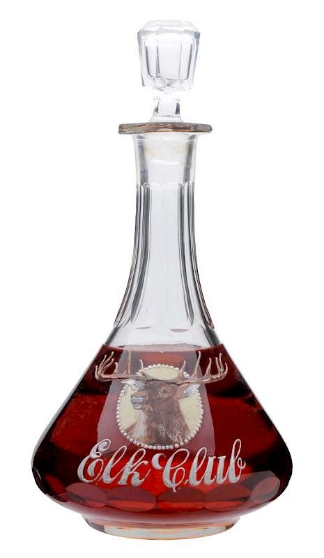 Appraisal: Elk Club Whiskey Bottle Enameled lettering Image of elk on