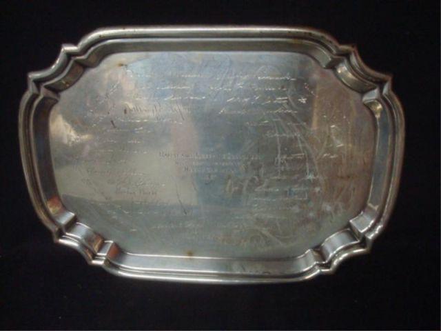 Appraisal: Sterling Presentation Tray Has signatures on front Approximately troy ounces