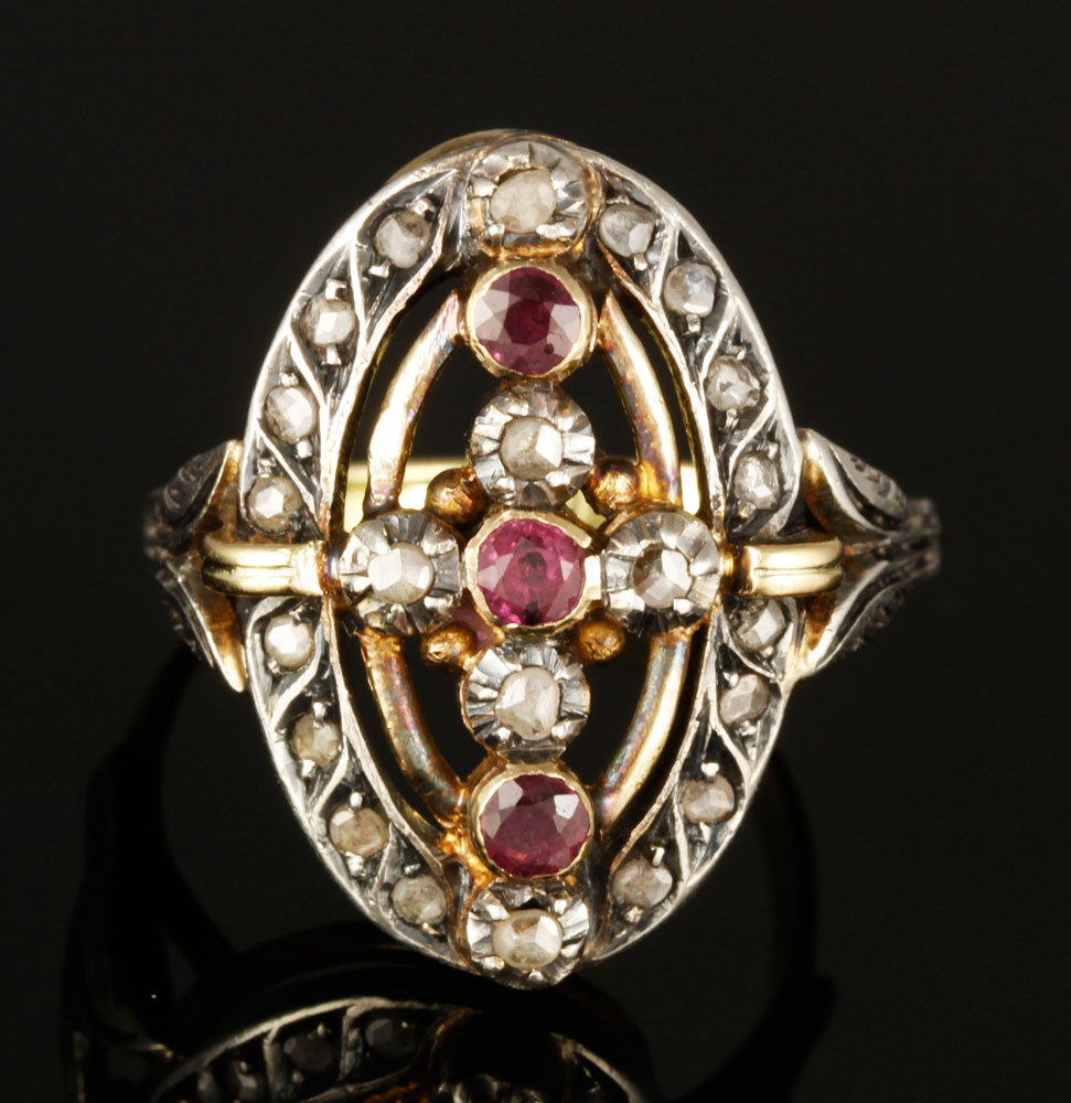 Appraisal: - Antique K Diamond Ring Antique k white yellow gold