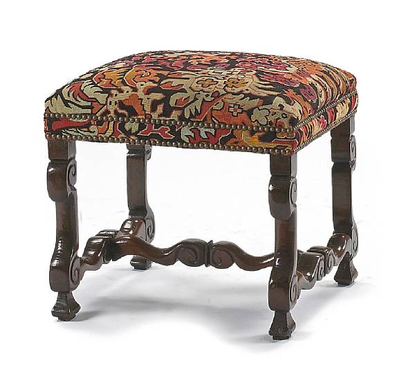 Appraisal: Furniture The rectangular upholstered seat with nail head trim above