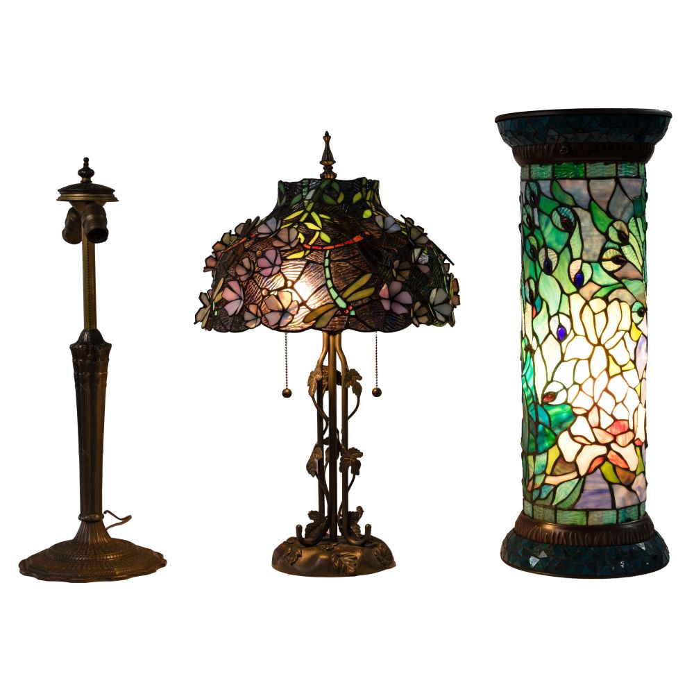 Appraisal: LAMP BASE LAMP AND LIGHTED PEDESTAL items including a cast