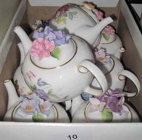 Appraisal: Collection of Royale Stratford Small Country Cottage Teapots Comprising Sweet