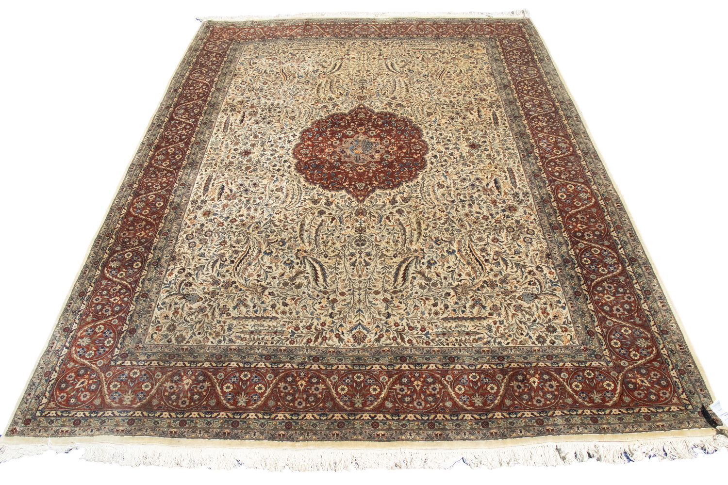 Appraisal: KASHAN CARPET ' X ' Lobed circular medallion with pendants