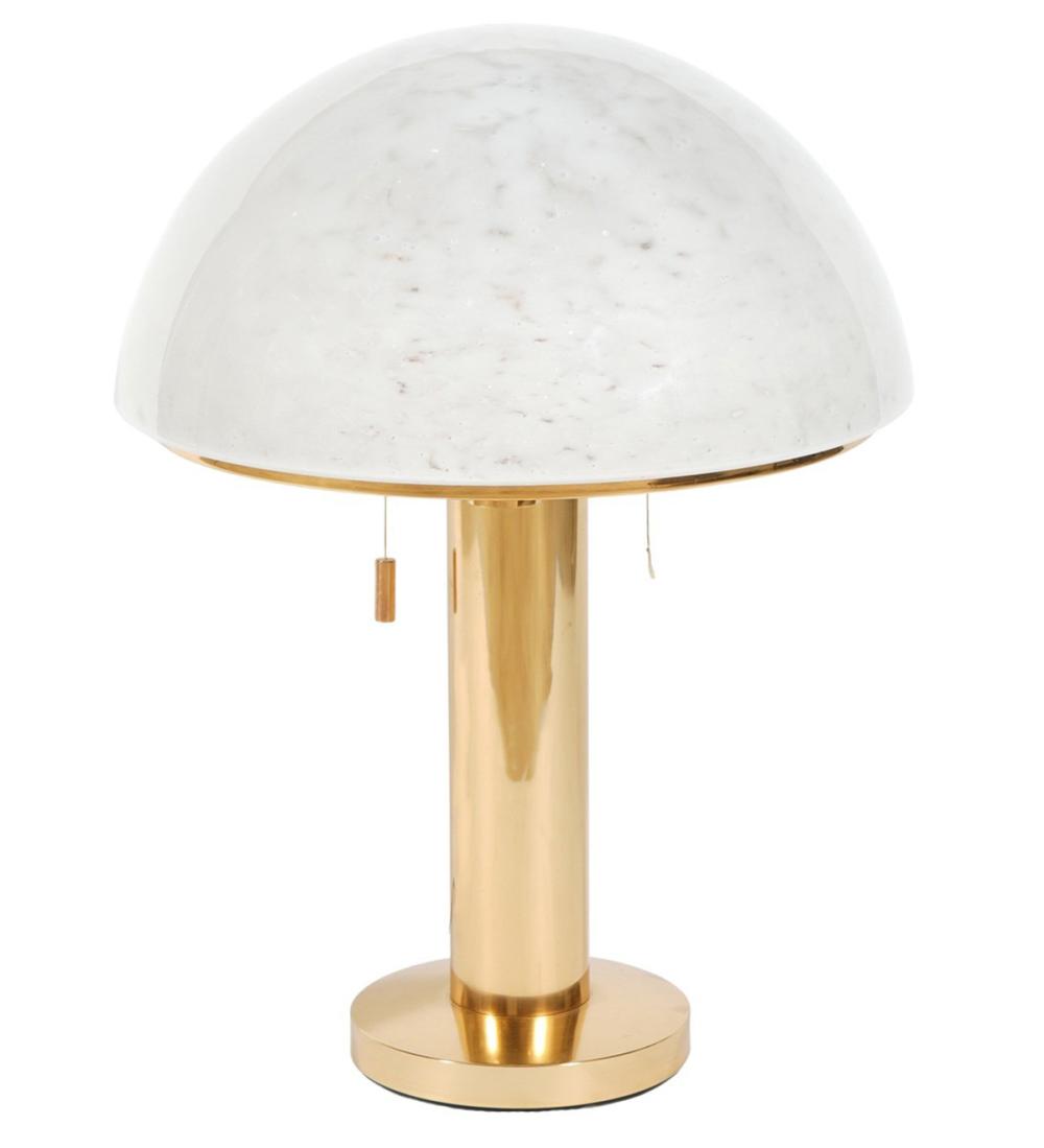 Appraisal: Glashutte Limburg brass table lamp has a hand blown glass