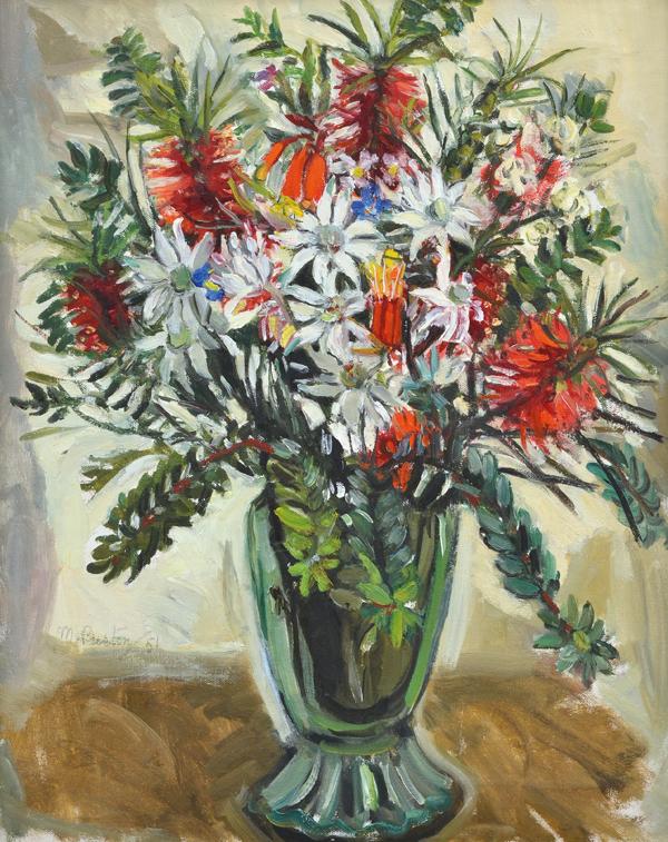 Appraisal: MARGARET PRESTON - Bottlebrush and Flannel Flowers oil on canvas