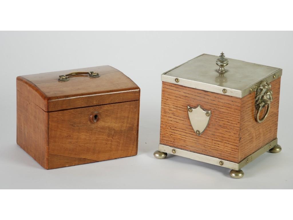 Appraisal: NINETEENTH CENTURY BLEACHED WALNUT TEA CADDY oblong with top handle