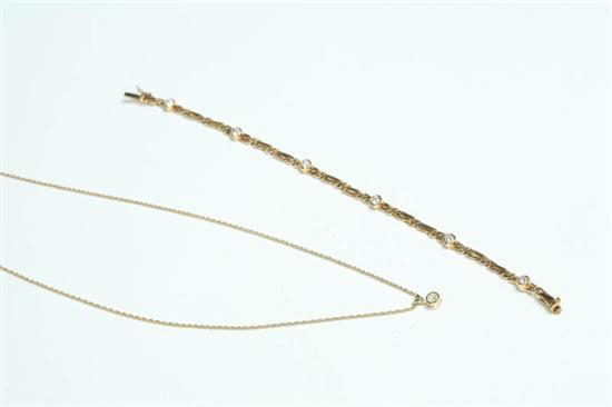 Appraisal: DIAMOND BRACELET AND PENDANT SET Yellow gold Bracelet with six