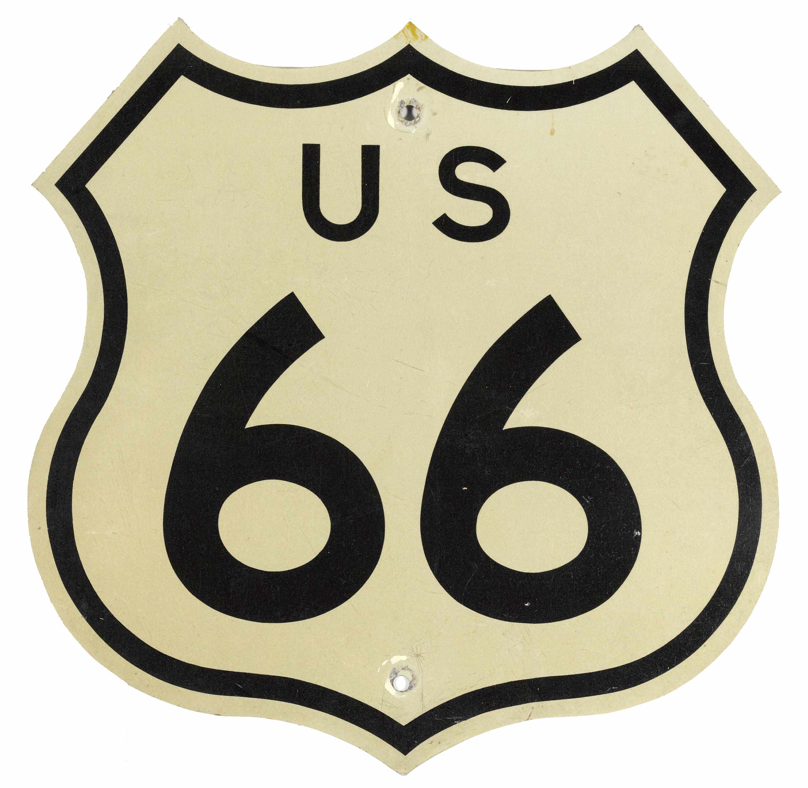 Appraisal: An original U S Route sign black and white porcelain