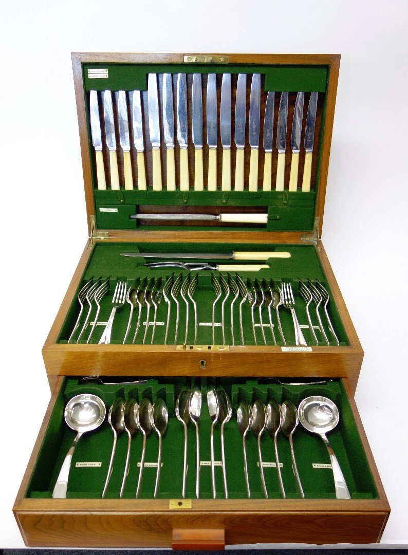 Appraisal: A silver canteen of table flatware for eight place settings