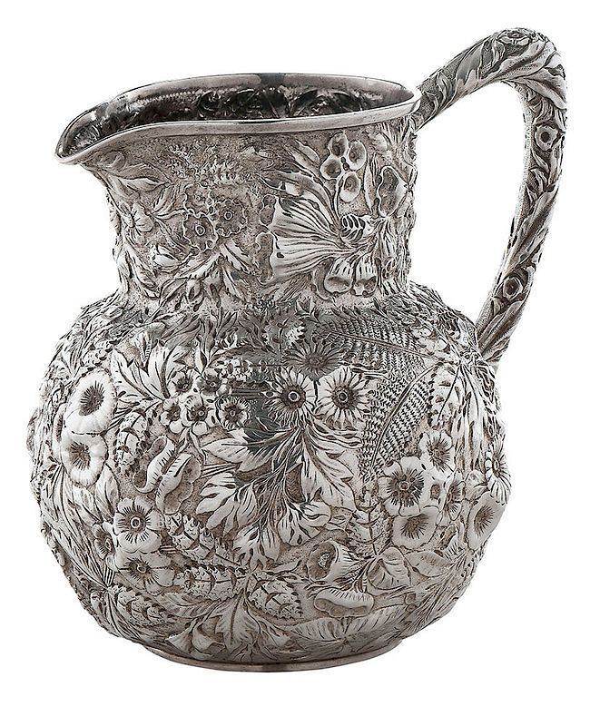 Appraisal: Kirk Sterling Repousse Water Pitcher Baltimore Maryland - rounded body