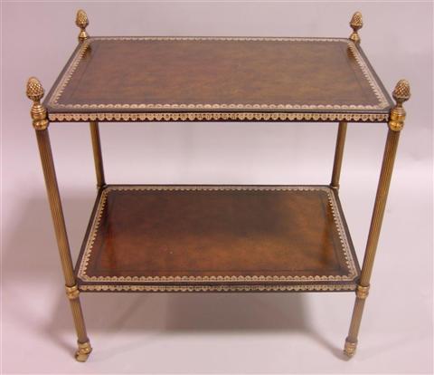 Appraisal: MAITLAND SMITH TWO TIERED LEATHER AND BRASS CART The rectangular