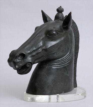 Appraisal: BRONZE HEAD OF A HORSE With combed mane and braided