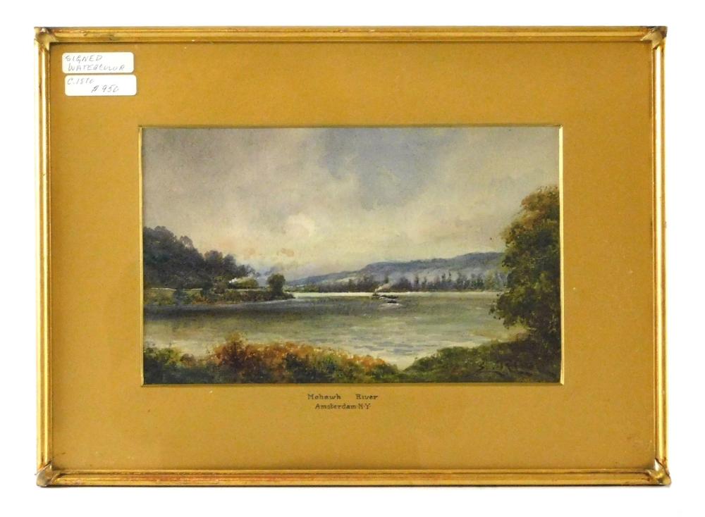 Appraisal: River landscape American th C watercolor on paper indistinctly signed