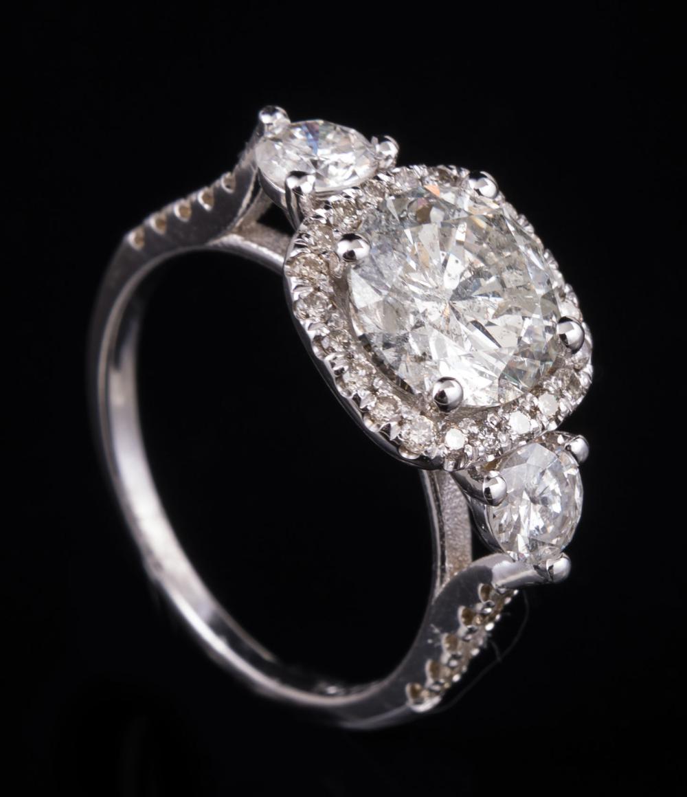 Appraisal: kt White Gold and Diamond Ring center prong set round