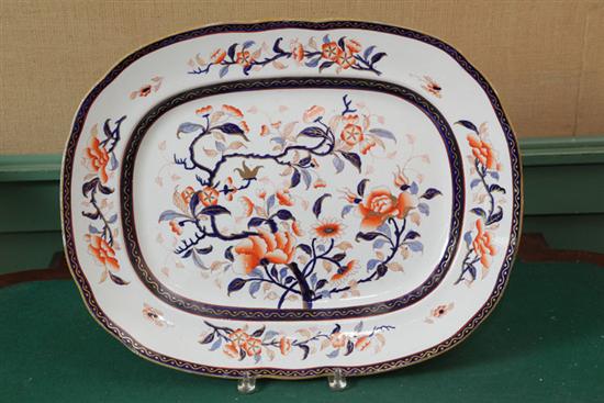 Appraisal: LARGE GAUDY IRONSTONE PLATTER Gilt decorated with peach blossoms and