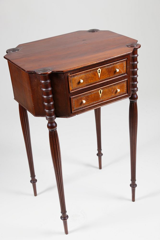 Appraisal: Fine Massachusetts Federal Mahogany Two Drawer Work Stand circa Fine