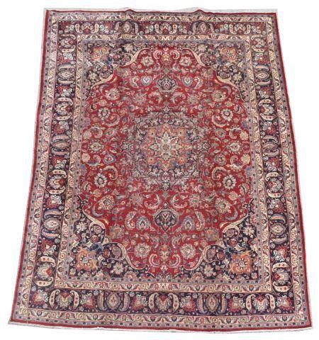 Appraisal: Hand-tied Persian Mashad rug approx ' l ' w