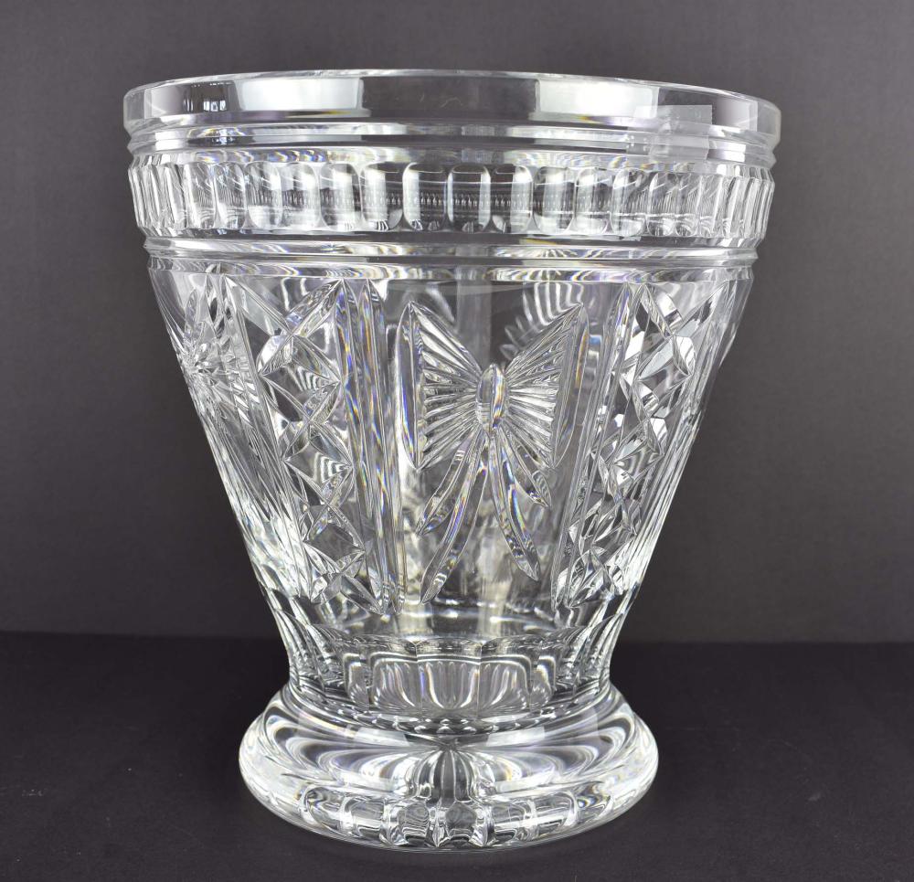 Appraisal: LARGE WATERFORD COLORLESS CUT GLASS VASEModern The underside with monogram