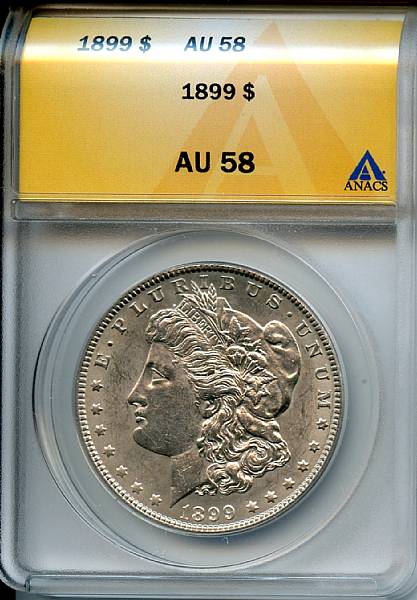 Appraisal: AU ANACS Nearly full luster remains on this near-mint specimen