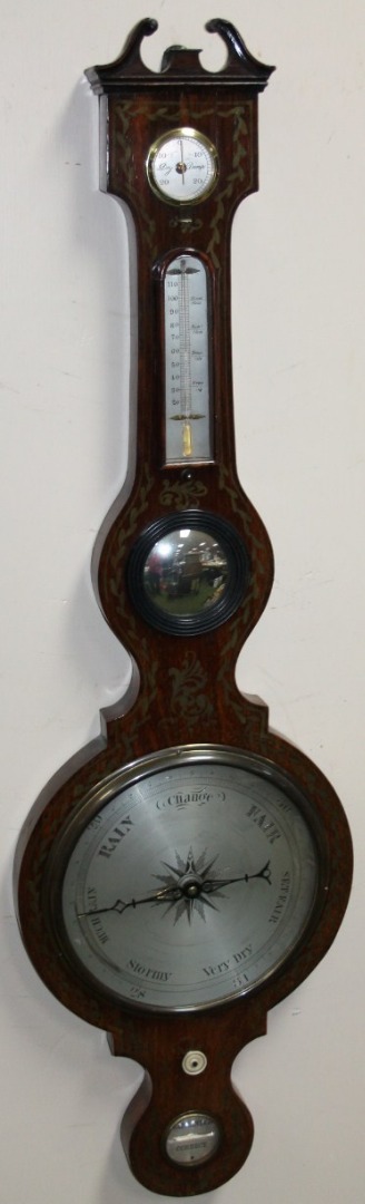 Appraisal: An early thC five dial banjo barometer the silvered cm