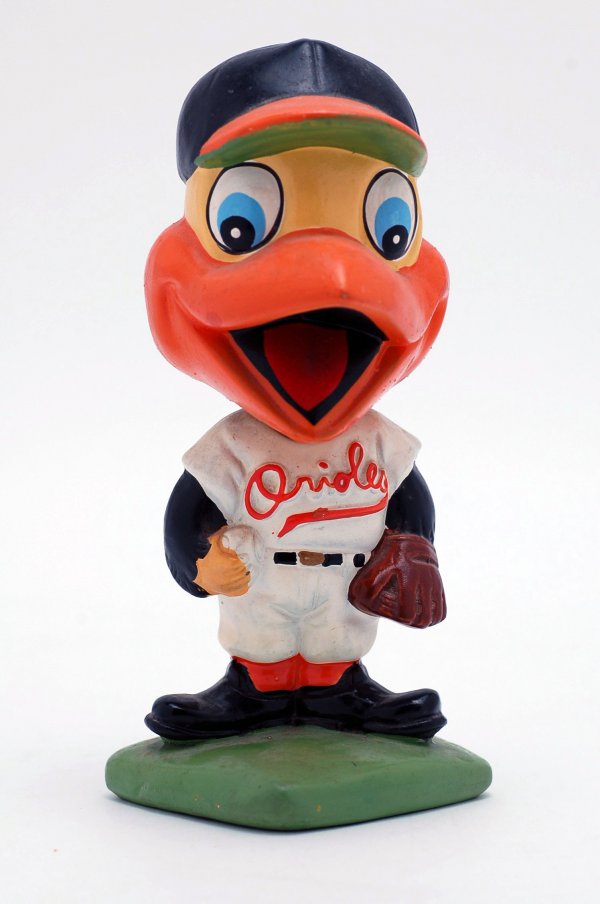 Appraisal: Circa Orioles mascot bobblehead atop a green sqaure base stamped