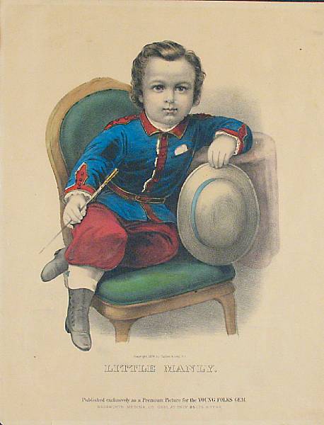 Appraisal: Currier amp Ives Little Manly Handcolored lithograph with touches of