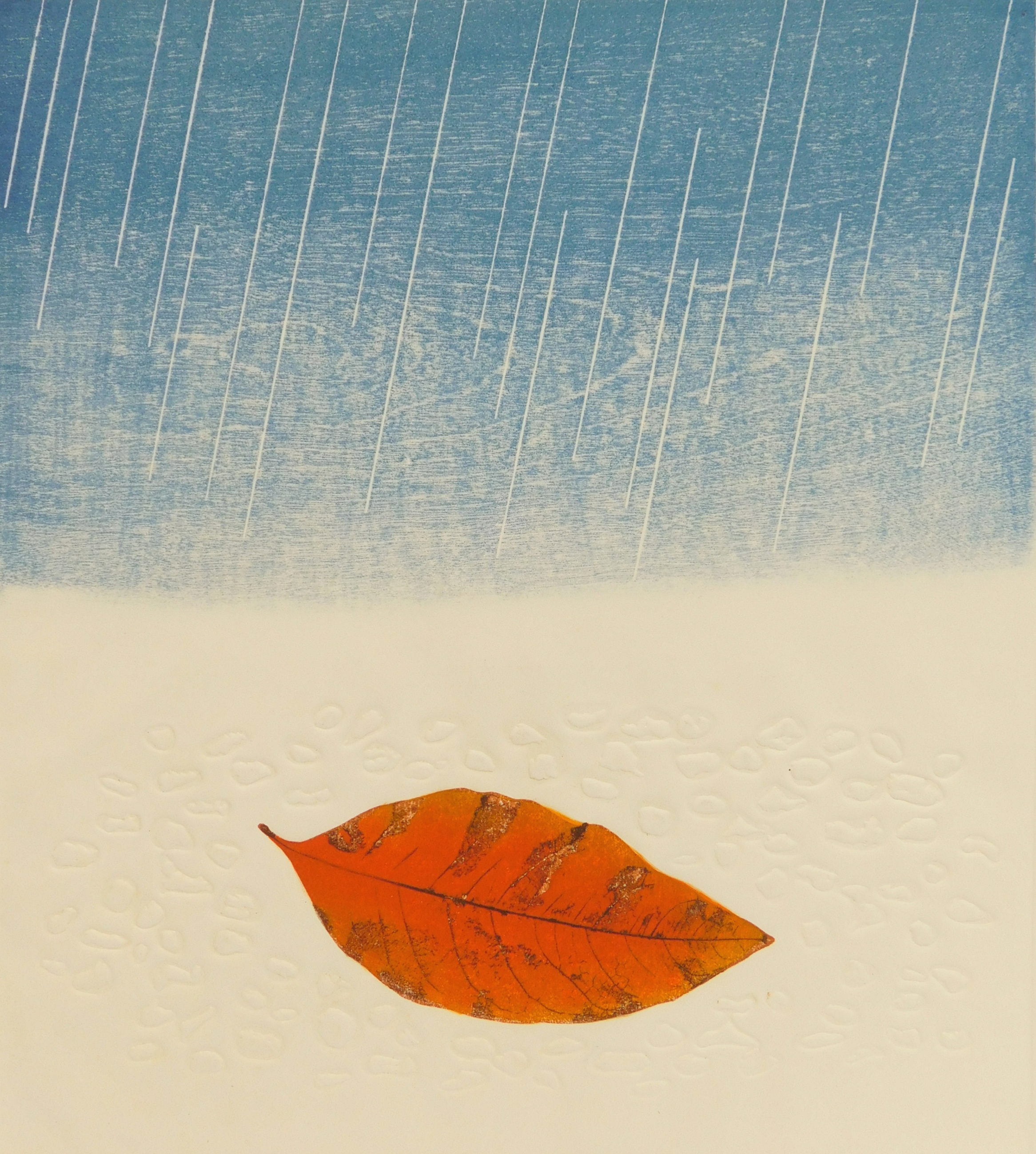 Appraisal: Kazuo Tsuchimochi - ''Fallen Leaf''- etching in colors signed dated