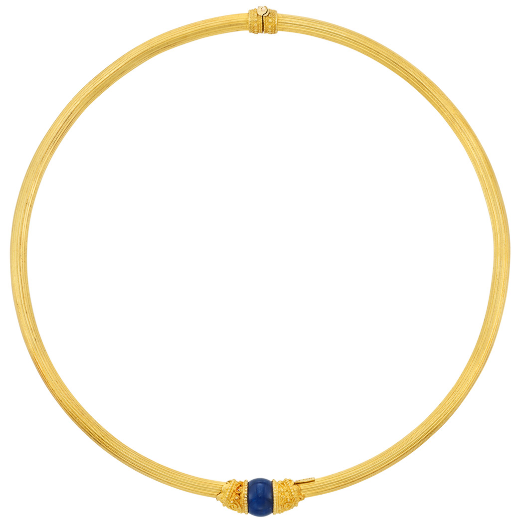 Appraisal: Gold and Sodalite Choker Necklace Ilias Lalaounis kt one sodalite