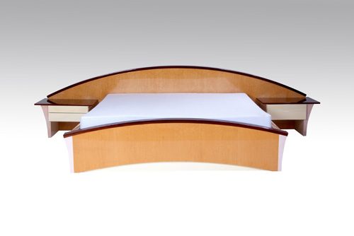 Appraisal: DAKOTA JACKSON King-size bed with two integrated nightstands in mahogany