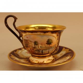 Appraisal: th C French Gilt Porcelain Cup Saucer One side of