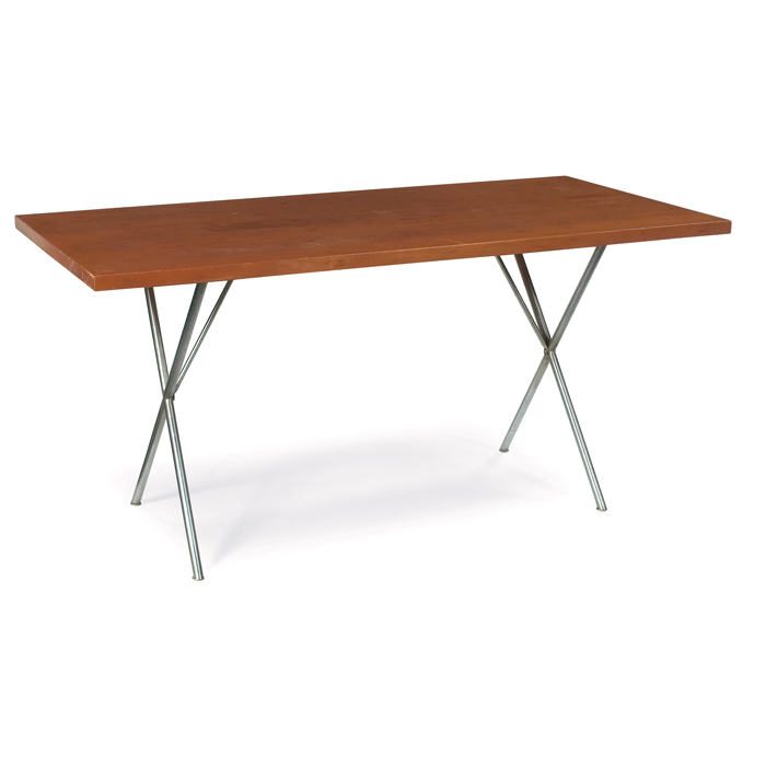 Appraisal: George Nelson X-leg dining table by Herman Miller rectangular walnut