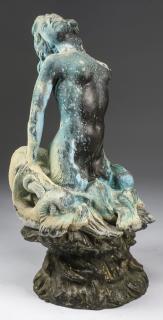 Appraisal: Verdigris bronze mermaid sculpture h Verdigris bronze mermaid sculpture depicting