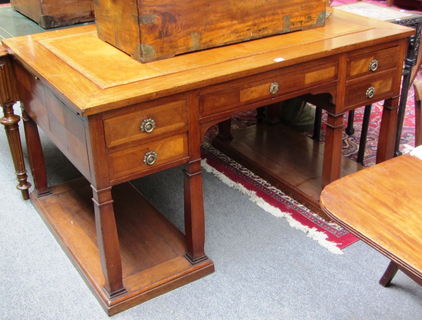 Appraisal: An early th century Italian walnut partners desk the rectangular