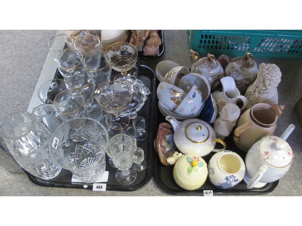 Appraisal: Two tray lots including various glassware and teawares