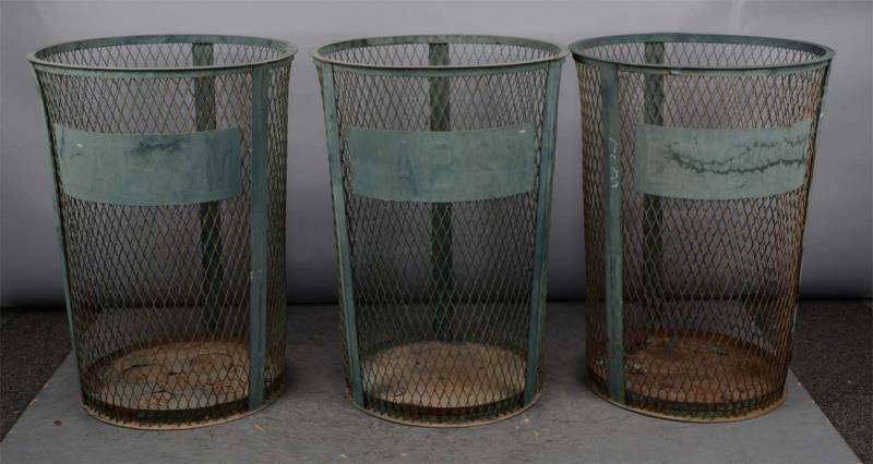 Appraisal: Lot Of LABSM Metal Waste Baskets Green trash bins used