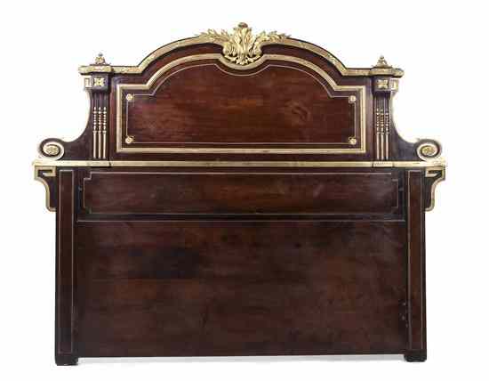 Appraisal: A Louis XVI Style Mahogany and Gilt Bronze Mounted Headboard