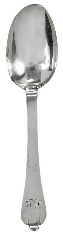 Appraisal: Channel Island Silver Spoon th century trifid handle monogram on