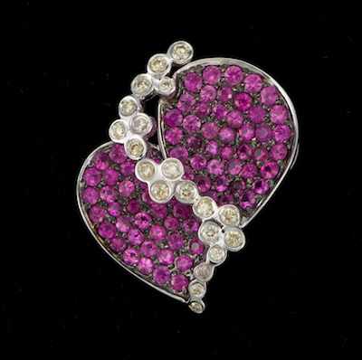 Appraisal: A Ruby and Diamond Heart Pendant k white gold heart